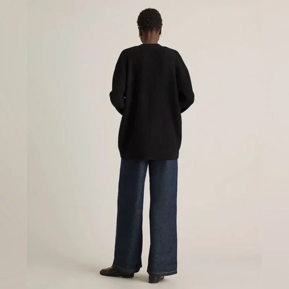 NWT! QUINCE Mongolian Cashmere Oversized Boyfriend Cardigan Sweater Black Small - Picture 11 of 11